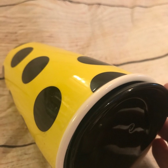 STARBUCKS Yellow Black Polka Dot Ceramic Tumbler - Picture 7 of 15